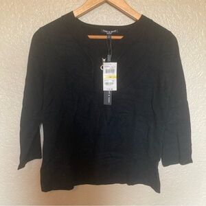 NWT Cable & Gauge Black Sweater Rhinestone Zipper Pull. Petite Medium